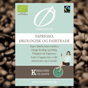 ens Kaffe Espresso, kologisk & Fairtrade, hele bnner, 1 KG