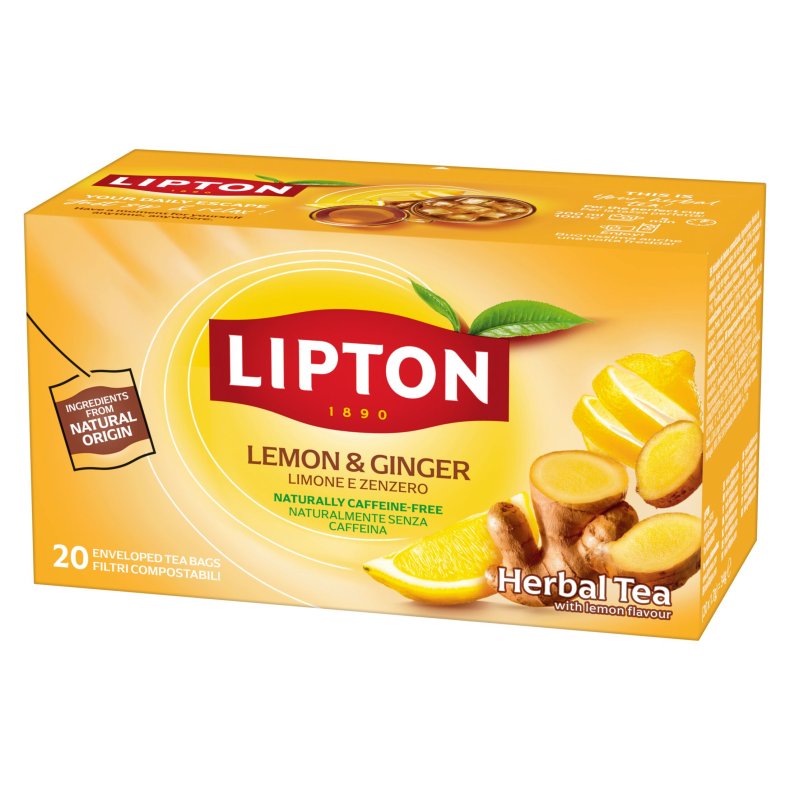 Lipton Lemon &amp; Ginger Refresh Herbal Tea - 20 tebreve