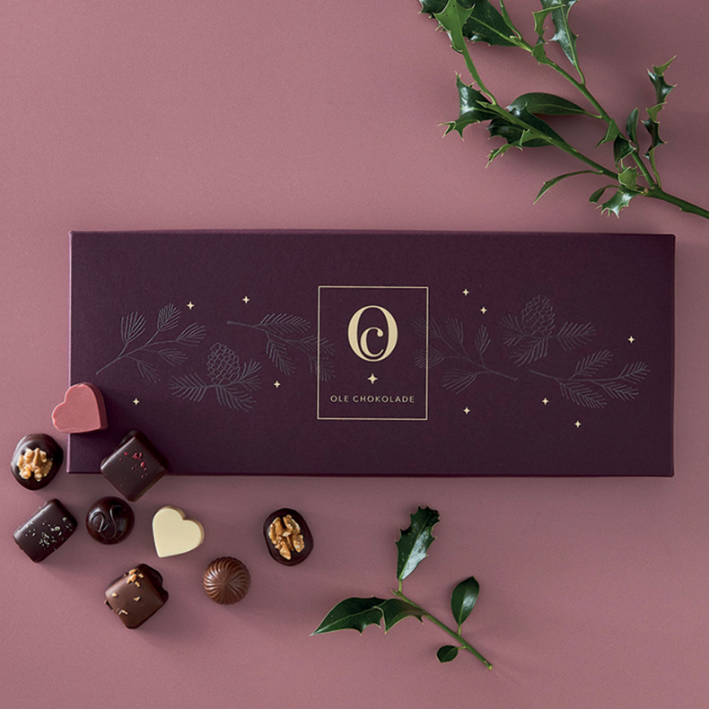 Ole Chokolade -  Bordeaux juleske m/ 24 stk - 264 g