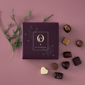 Ole Chokolade - Bordeaux juleske m/ 9 stk - 99 g