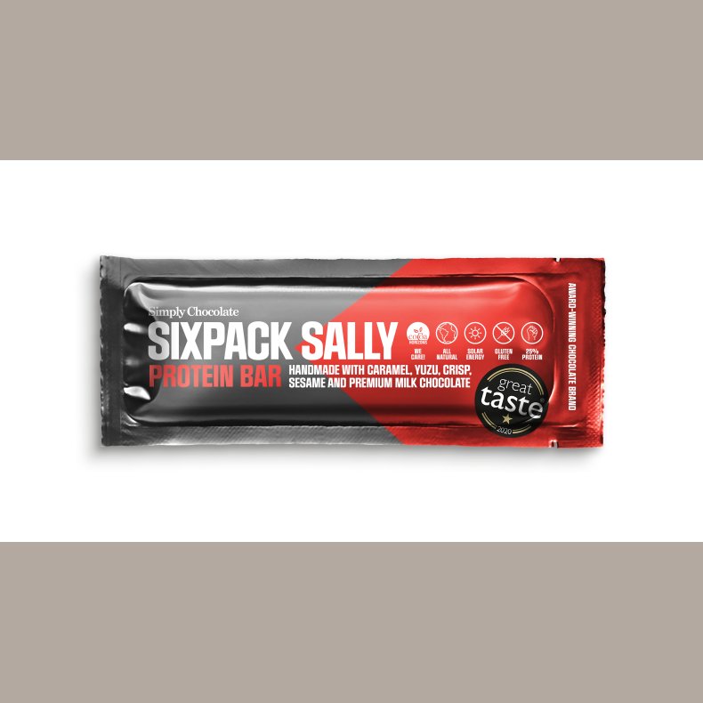 Sixpack Sally,  Proteinbar,  peanut og karamel - Simply Chocolate