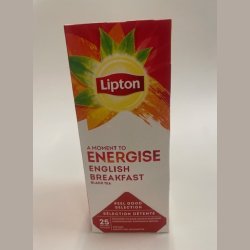 Lipton English Breakfast Tea - 25 te breve - Rainforest Alliance (Tidl. Energise) 