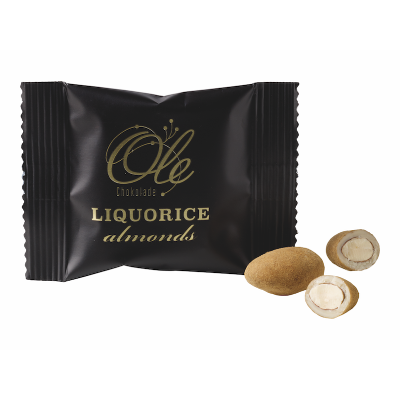 Ole Chokolade, 2 stk. enkeltpakkede lakridsmandler - mdechokolade